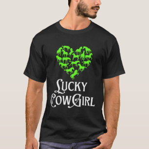 Lucky Cowgirl Horse Girl St Paddy's Day Green Heer T-Shirt