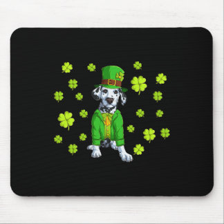 Lucky Dalmatian Shirt St Patricks Day Shamrock Dal Mousepad