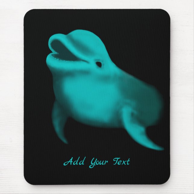 Lucky Dolphin - Ihren Text hinzufügen Mousepad (Vorne)