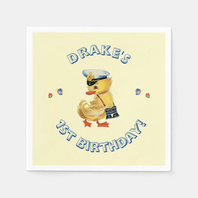Lucky Duck 1. Geburtstag Party Napkins Serviette (Vorderseite)