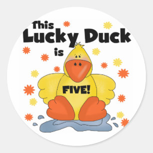 Lucky Duck 5th Birthday Tshirts und Geschenke Runder Aufkleber
