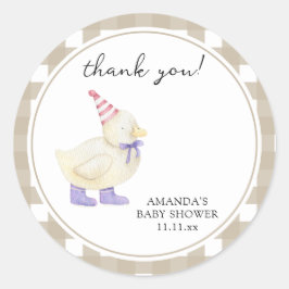 Lucky Duck Baby Shower Runder Aufkleber