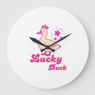 Lucky Duck Frauen T-Shirt Modernes Design Große Wanduhr
