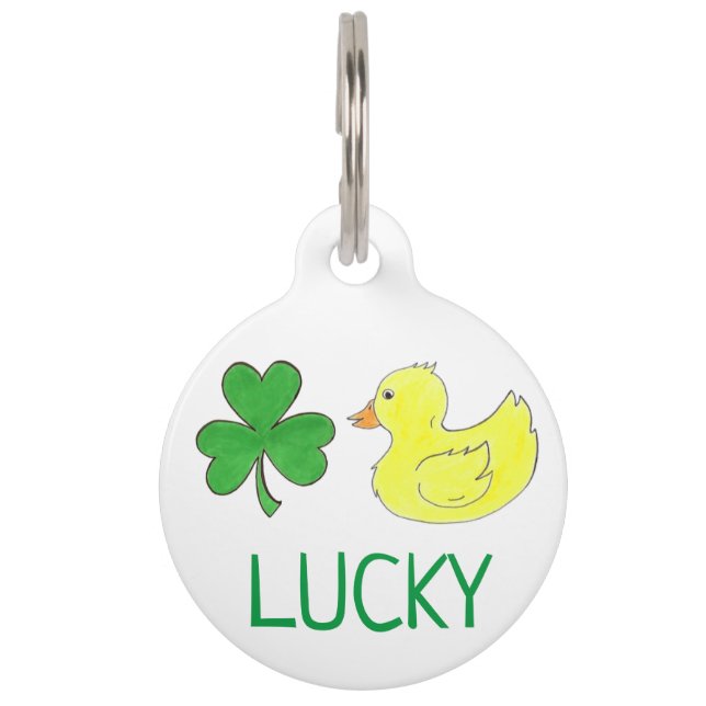 Lucky Duck Green Kleeblatt Clover Rubber Duckie Tiernamensmarke (Vorderseite)
