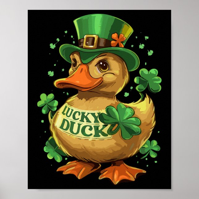 Lucky Duck Kleeblatt Funny St Patricks Day Poster (Vorne)