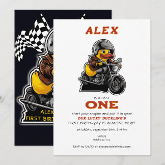 Lucky Duck Niedlich Kleinkind 1. Geburtstag Motorr Einladung