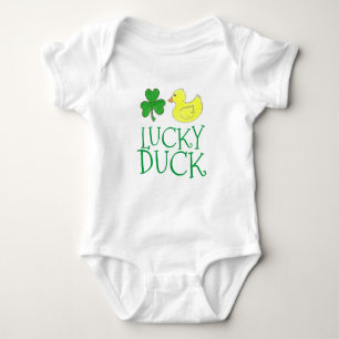 Lucky Duck Rubber Ducky Green Kleeblatt Clover Luc Baby Strampler