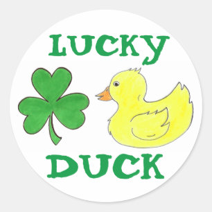 Lucky Duck St. Patrick's Day Kleeblatt Rubber Duck Runder Aufkleber