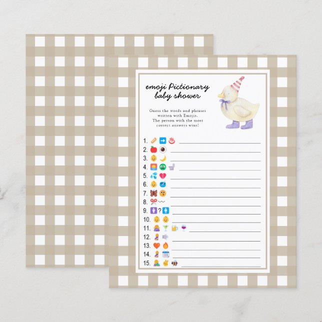 Lucky Dusche Baby Dusche - Emoji Picktionary Game (Vorne/Hinten)