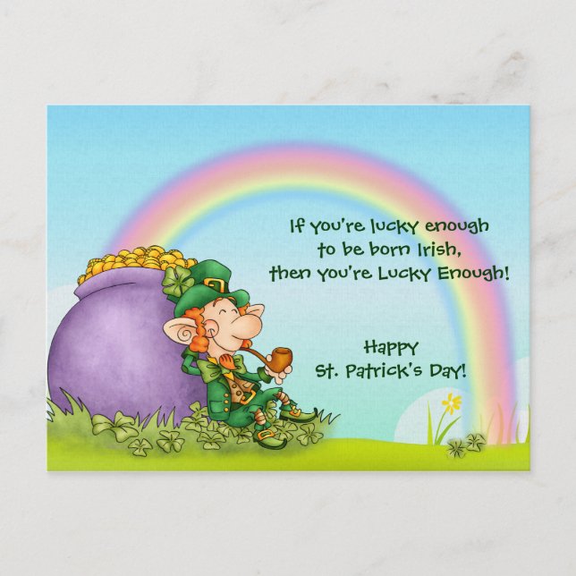 Lucky Enough Leprechaun - Anpassen Postkarte (Vorderseite)