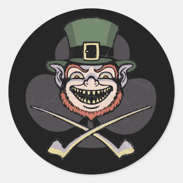 Lucky Evil Leprechaun Runder Aufkleber (Vorderseite)
