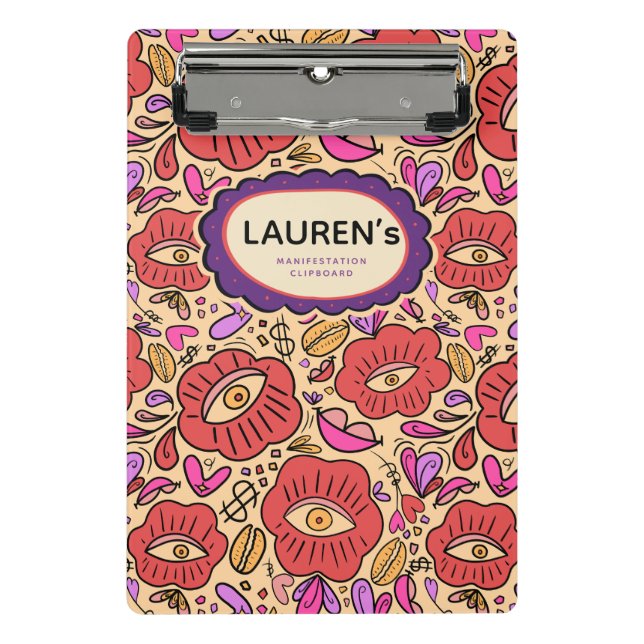 Lucky Eye Floral Pattern Mini Klemmbrett (Vorderseite)