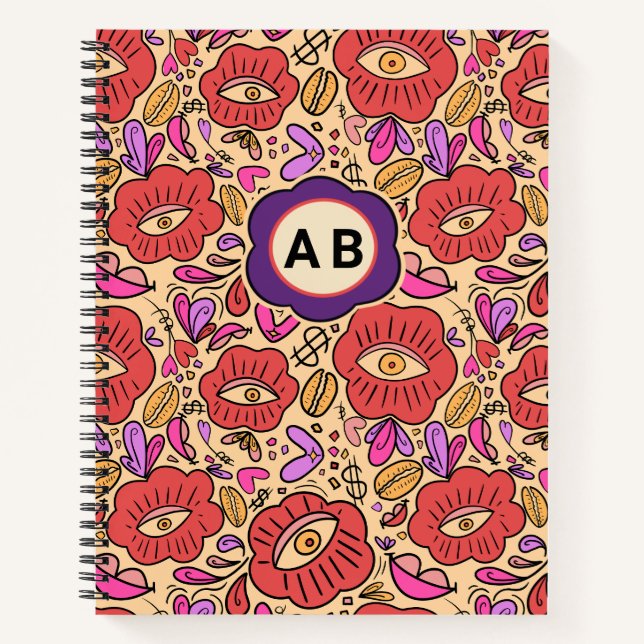 Lucky Eye Floral Pattern Notizbuch (Vorderseite)