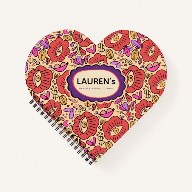 Lucky Eye Floral Pattern Spiral Notebook Notizbuch (Vorderseite)