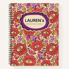 Lucky Eye Floral Pattern Spiral Notebook Notizbuch