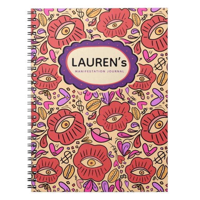 Lucky Eye Floral Pattern Spiral Photo Notebook Notizblock (Vorderseite)