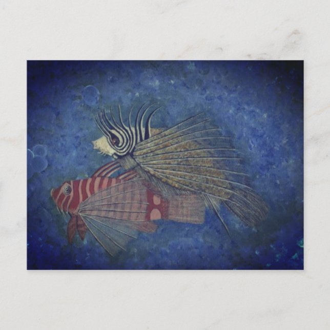 Lucky Fish Art Malerei Postkarte (Vorderseite)