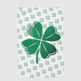 Lucky Four Leaf Clover Shamrock Green Pattern Golfhandtuch