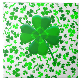Lucky Four Leaf Clover Shamrocks Confetti Fliese