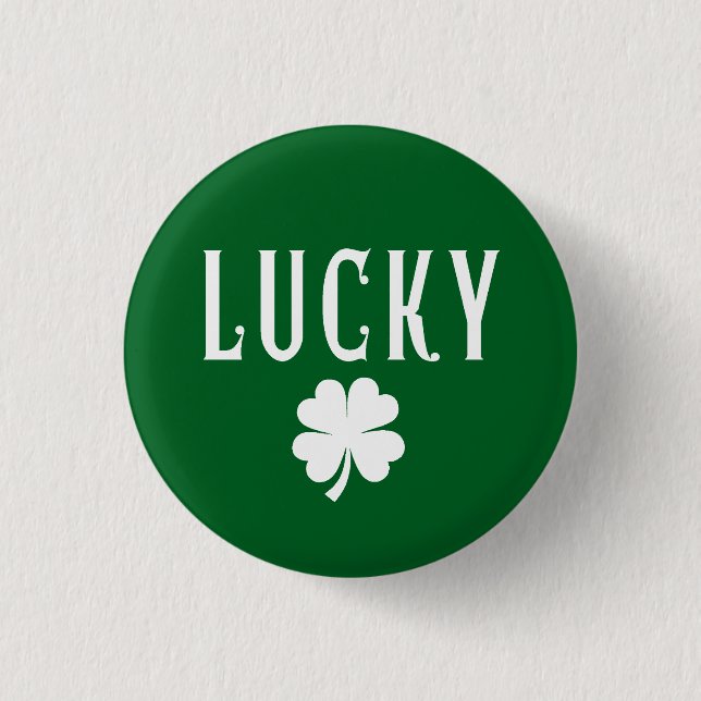 Lucky Four Leaf Clover St. Patrick's  Button (Vorderseite)