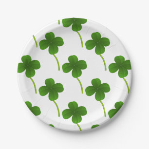 Lucky Four Leaf Clovers Pappteller