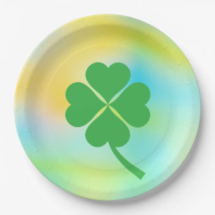 Lucky Four Leaf Kleeblatt Design-87906 Pappteller