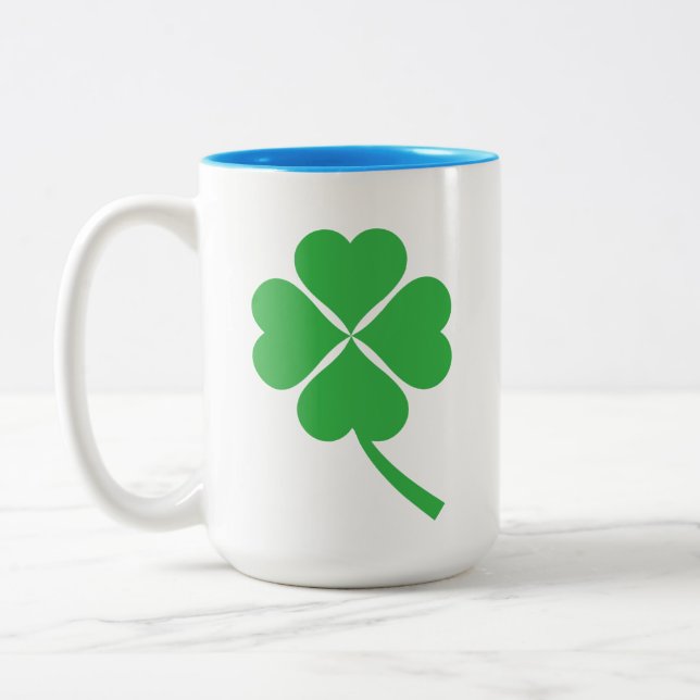 Lucky Four Leaf Kleeblatt Design-87906 Zweifarbige Tasse (Links)
