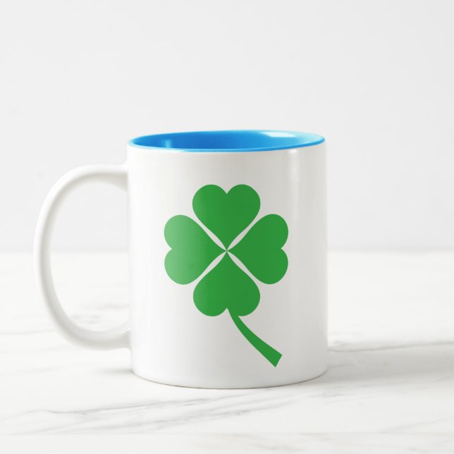 Lucky Four Leaf Kleeblatt Design-87906 Zweifarbige Tasse (Links)