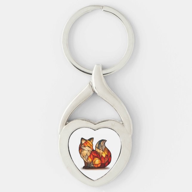 Lucky Fox Charm Metal Keychain Schlüsselanhänger (Vorderseite)