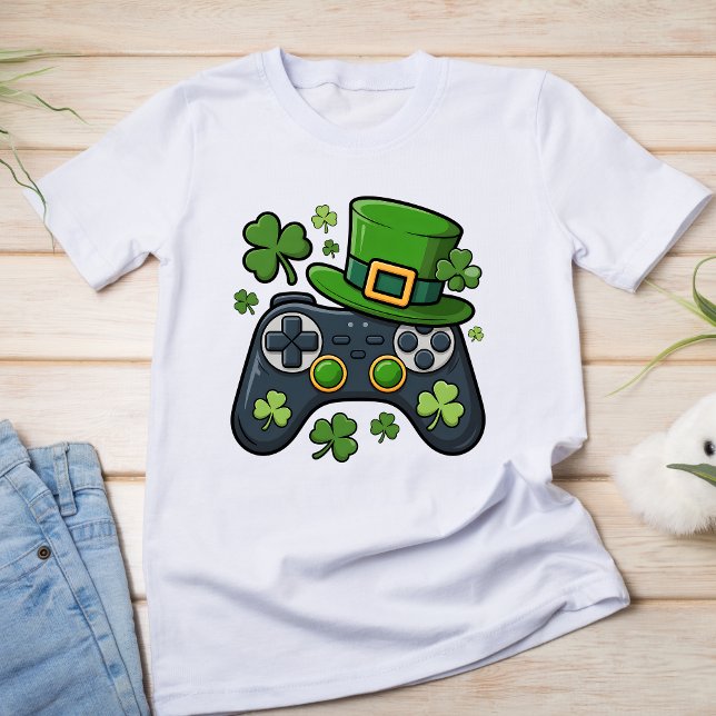 Lucky Gamer St Patrick's Day Video Game Controller T-Shirt (Von Creator hochgeladen)