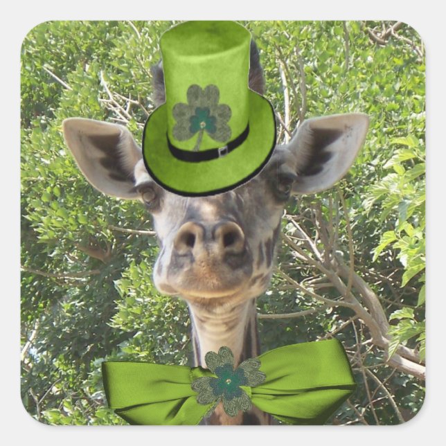 Lucky Giraffe Quadratischer Aufkleber (Vorderseite)