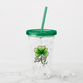 Lucky Girl Clover St. Patrick's Day Acryltrinkbecher