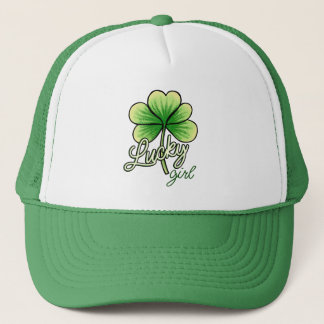 Lucky Girl Clover St. Patrick's Day Truckerkappe