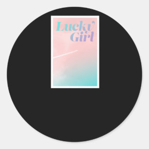 Lucky Girl Fly High - White Border Sticker