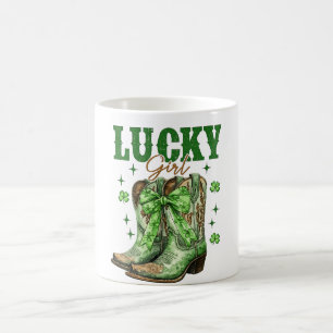 Lucky Girl Western Stiefel St. Patrick’s Day Kaffeetasse