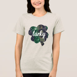 Lucky Glitzer & Camouflage Kleeblatt St. Patrick's Tri-Blend Shirt