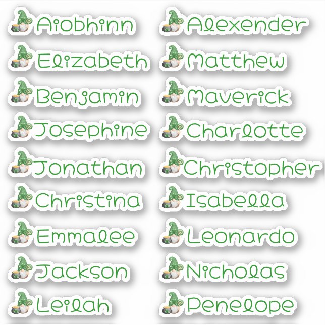 Lucky Gnome Custom Multiple Name Stickers Aufkleber (Vorderseite)