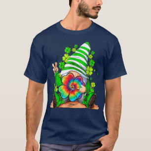 Lucky Gnome Gefärbte Krawatte Kleeblatt Happy St P T-Shirt