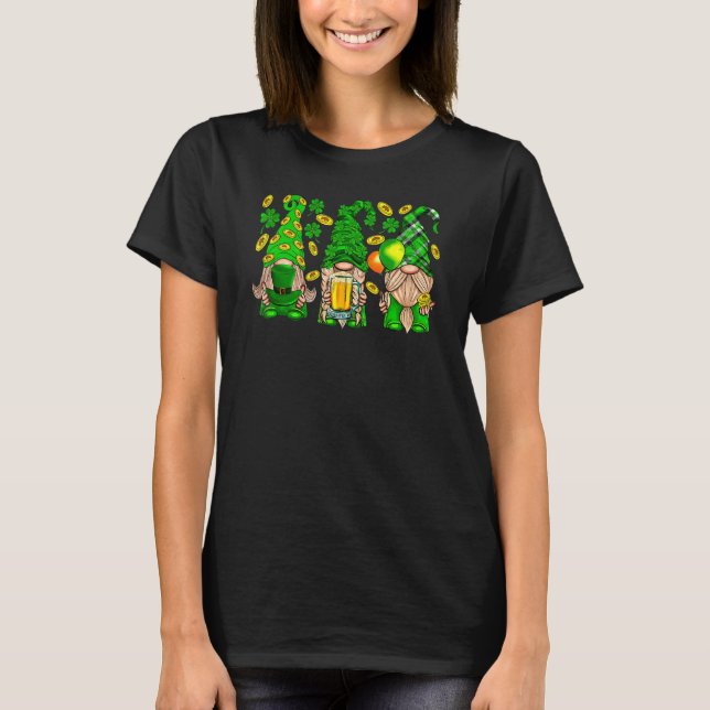 Lucky Gnomes Shamrock C Irish St Patrick's Day T-Shirt (Vorderseite)