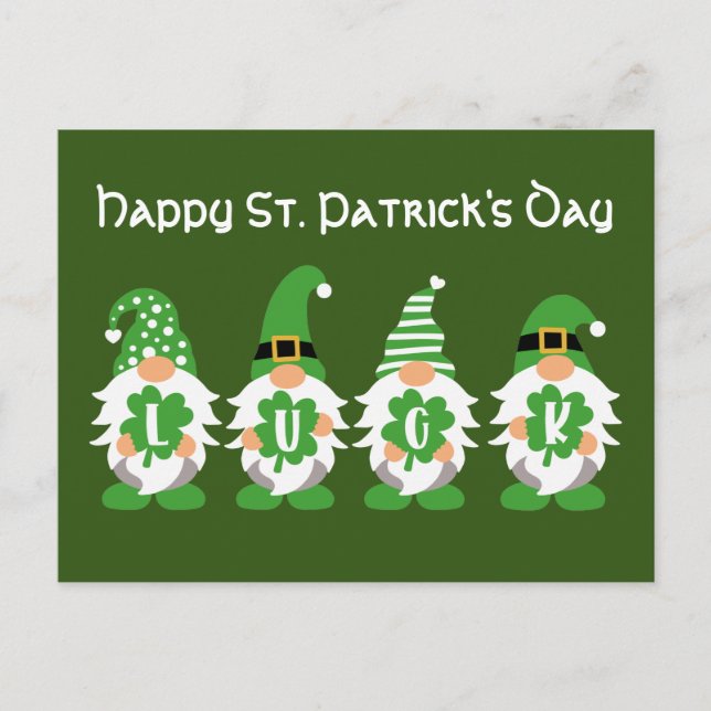Lucky Gnomes St Patricks Day Postkarte (Vorderseite)