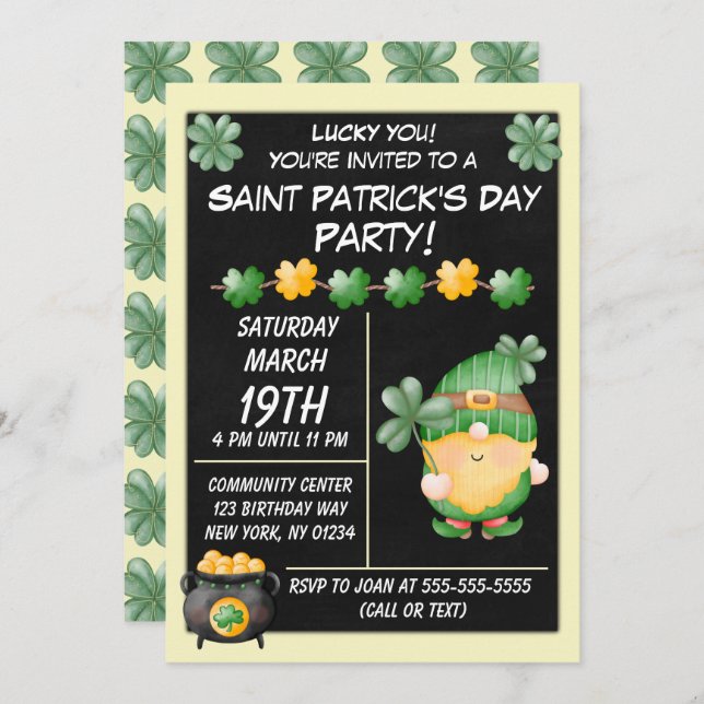 Lucky Gold Saint Patrick's Day Party Invitation (Devant / Derrière)