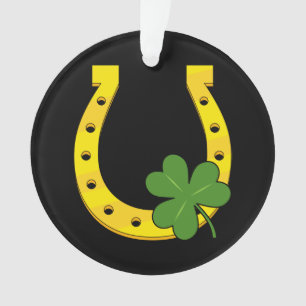 Lucky Golden Horseshoe avec Shamrock sur noir