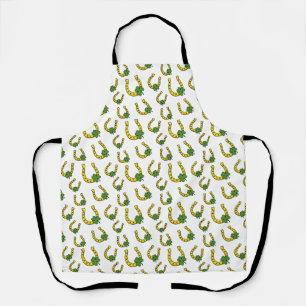 Lucky Golden Horseshoe mit Kleeblatt auf Weiß Schürze