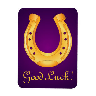 Lucky Golden Horseshoe Viel Glück Deep Lila Magnet