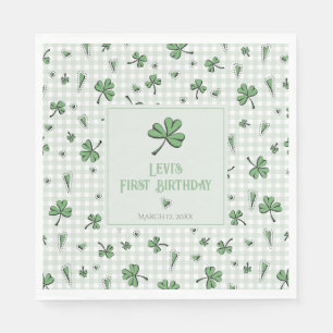 Lucky Green Clovers & Hearts 1. Geburtstagsfeier Serviette