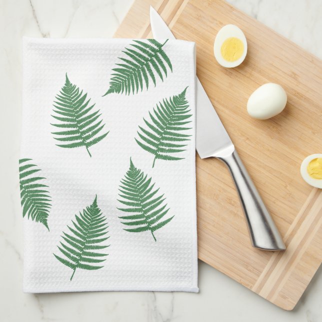 Lucky Green Fern Muster Minimalismus Geschirrtuch (Viertel Falte)