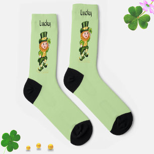 Lucky Green Gnome auf Light Green Socken