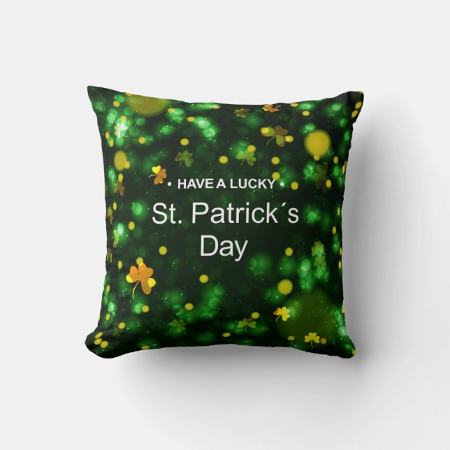 Lucky Green Irish Kleeblatt Glitzer Pattern Kissen (Vorderseite)