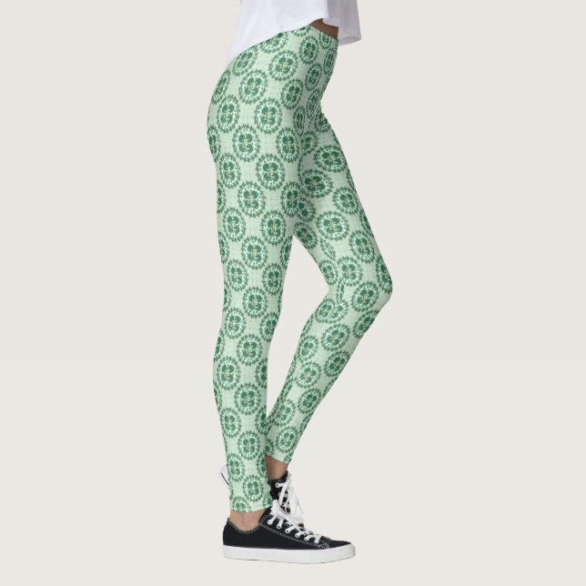 Lucky Green Kanji Kleeblatt Pattern Leggings (Rechts)