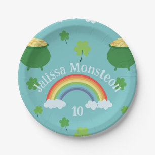 Lucky Green Kleeblatt Farbenfrohe Regenbogenforell Pappteller